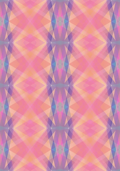 Background with ethnic ornament intersecting pink purple and yellow stripes — ストックベクタ